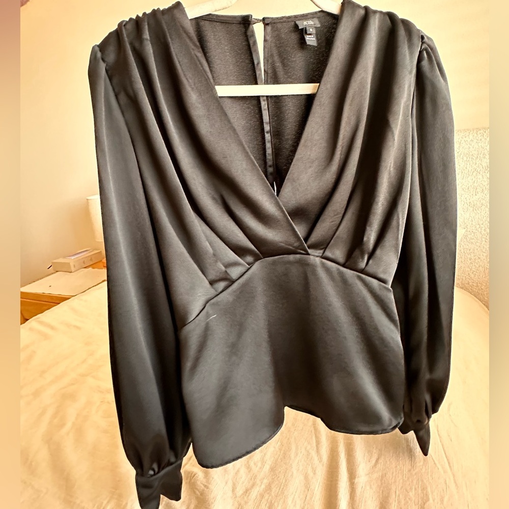 Black satin blouse